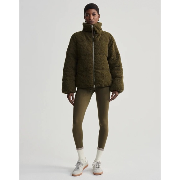 New Varley Sherpa Puffer Jacket Dark Olive Green Large - Picture 3 of 10